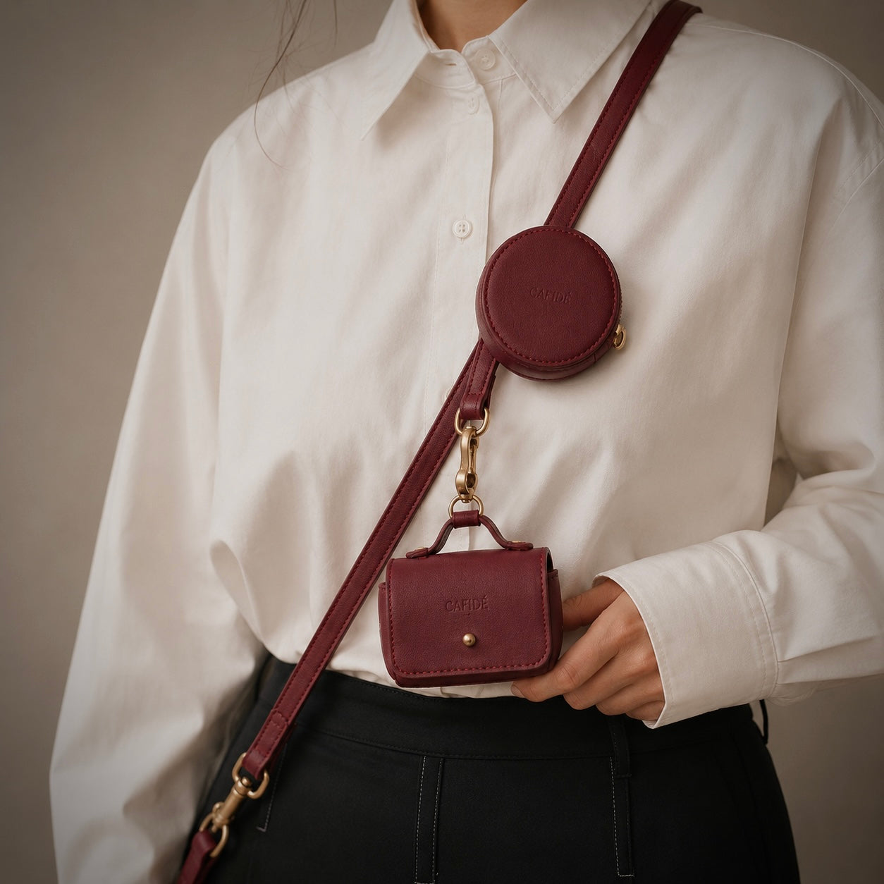 Vegane Leder Tragetasche Bordeaux | CAFIDE