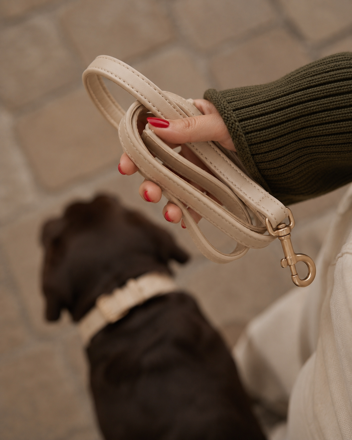 Vegane Lederleine Beige | CAFIDE